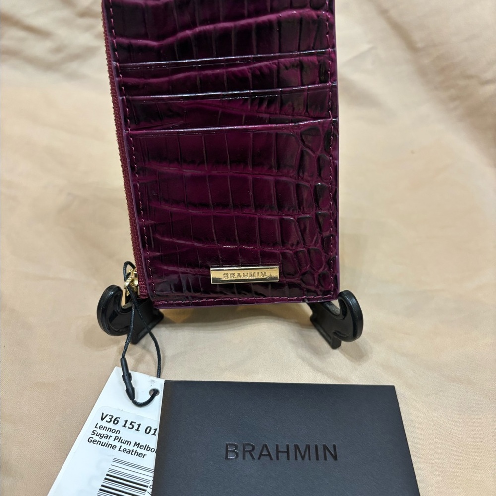 Brahmin Sugar Plum Leather Card Holder